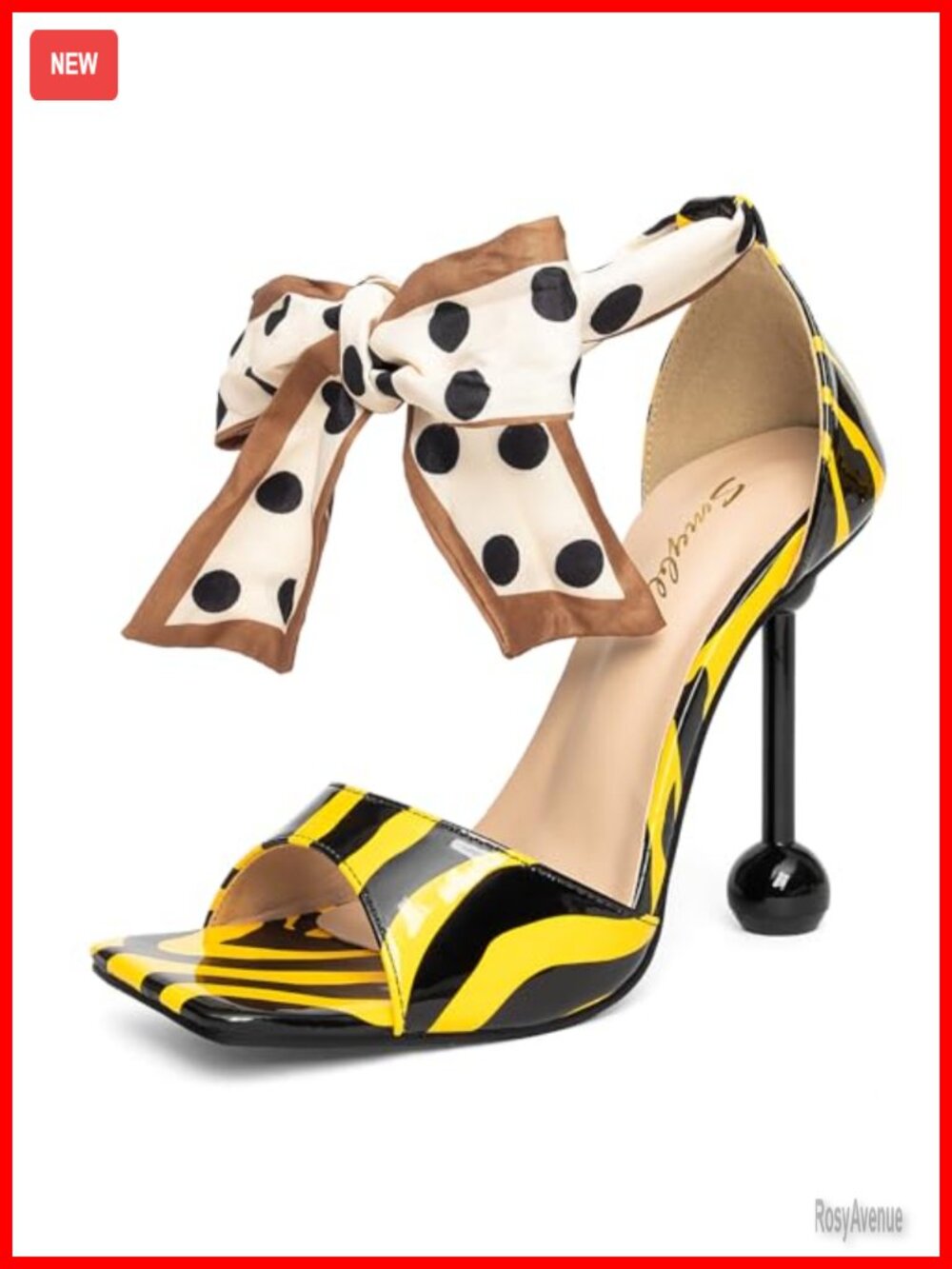 Women's Faux Leather Zebra High Heel Sandals Bow Ankle Strap Party Heels